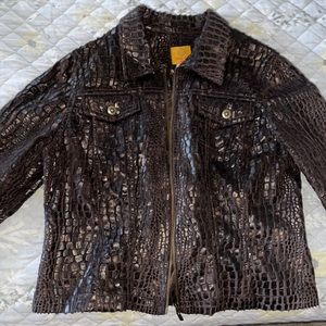 PETITE FRAME BROWN PATTERN JACKET